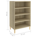 HKH Aparador en aglomerado, madera maciza de eucalipto 57 x 35 x 90 cm - Roble Sonoma