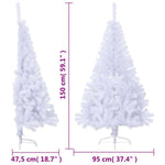HKH Meia Árvore de Natal Artificial com Suporte Branco em PVC