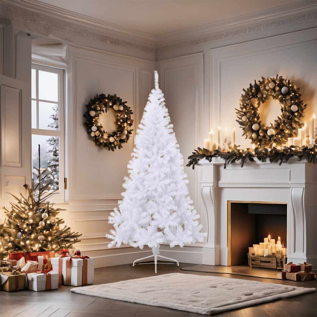 HKH Meia Árvore de Natal Artificial com Suporte Branco em PVC