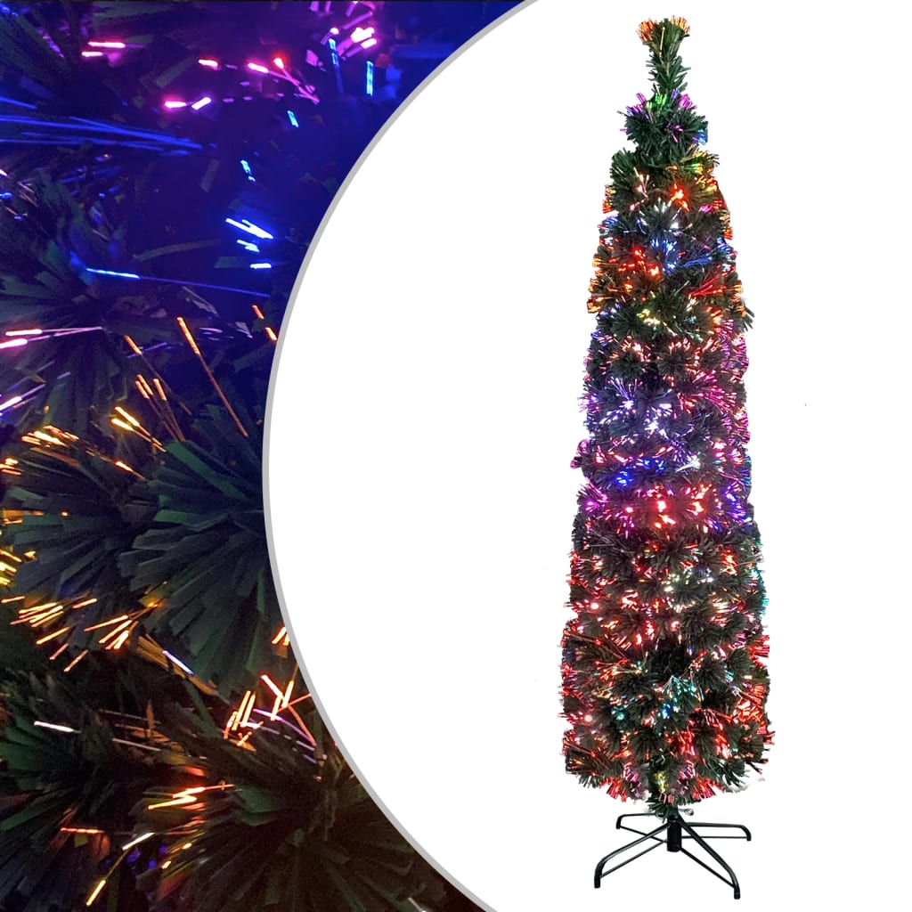 HKH Árbol de Navidad Artificial Delgado con Soporte Fibra Óptica