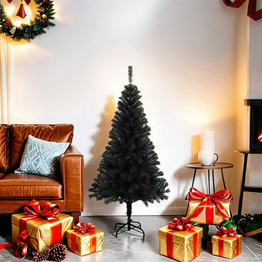 HKH Árvore de Natal Artificial com Suporte Preto em PVC