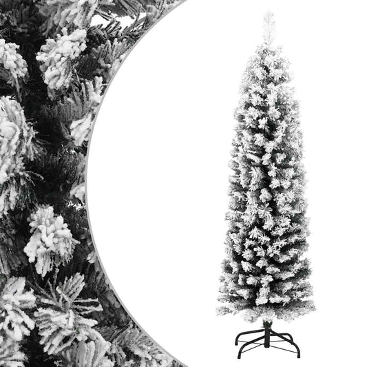 HKH Árvore de Natal Artificial Fina com Neve Verde em PVC