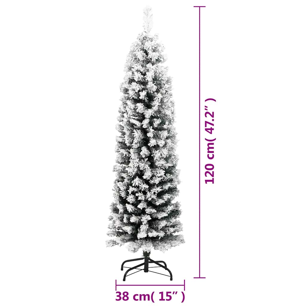 HKH Árvore de Natal Artificial Fina com Neve Verde em PVC
