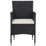 HKH 3 Pcs Conjunto de Jantar para Jardim - Preto