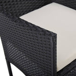 HKH 3 Pcs Conjunto de Jantar para Jardim - Preto