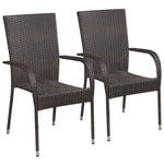 HKH 3 Pcs Conjunto de Jantar para Jardim Castanho - Marrom