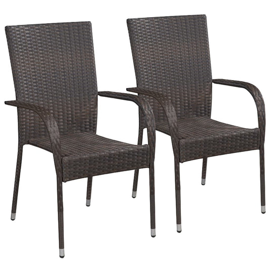 HKH 3 Pcs Conjunto de Jantar para Jardim Castanho - Marrom