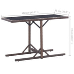 HKH 3 Pcs Conjunto de Jantar para Jardim Castanho - Marrom