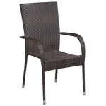 HKH 3 Pcs Conjunto de Jantar para Jardim Castanho - Marrom