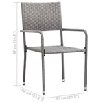 HKH 3 Pcs Conjunto de Jantar para Jardim - Cinzento