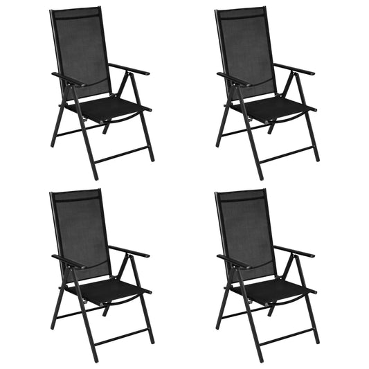 HKH 5 Pcs Conjunto de Jantar para Jardim Alumínio e Textilene - Preto