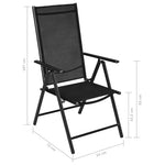 HKH 5 Pcs Conjunto de Jantar para Jardim Alumínio e Textilene - Preto