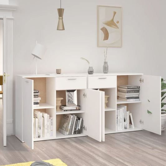 HKH Aparador em Contraplacado com 4 Portas e 2 Gavetas 80 X 36 X 75 Cm - Branco