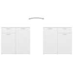 HKH Aparador em Contraplacado com 4 Portas e 2 Gavetas 80 X 36 X 75 Cm - Branco