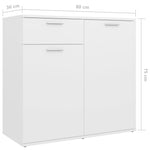 HKH Aparador em Contraplacado com 4 Portas e 2 Gavetas 80 X 36 X 75 Cm - Branco
