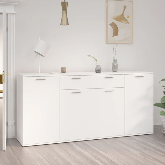 HKH Aparador em Contraplacado com 4 Portas e 2 Gavetas 80 X 36 X 75 Cm - Branco