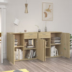 Aparador de Contrachapado HKH con 4 Puertas y 2 Cajones 80 X 36 X 75 Cm - Roble Sonoma