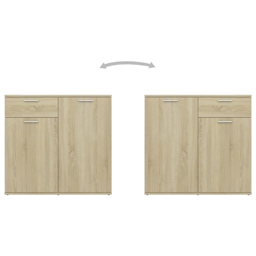 Aparador de Contrachapado HKH con 4 Puertas y 2 Cajones 80 X 36 X 75 Cm - Roble Sonoma