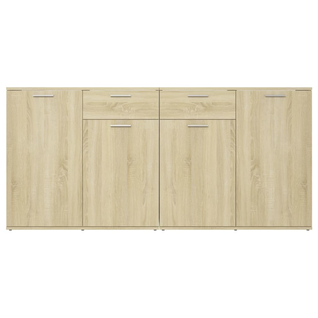 Aparador de Contrachapado HKH con 4 Puertas y 2 Cajones 80 X 36 X 75 Cm - Roble Sonoma
