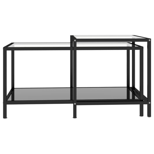HKH Juego de 2 mesas de centro de cristal templado - Negro