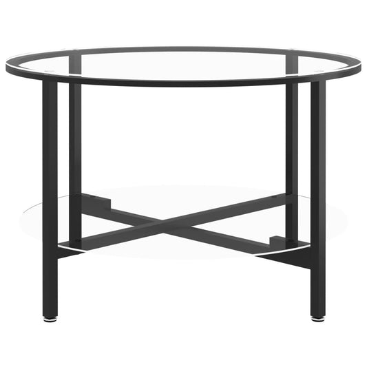 Mesa de centro HKH 70 cm de cristal templado y transparente - Negro