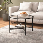 Mesa de centro HKH 70 cm de cristal templado y transparente - Negro