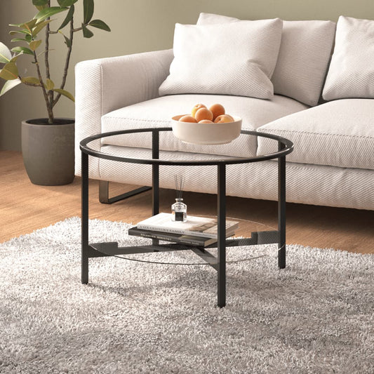 Mesa de centro HKH 70 cm de cristal templado y transparente - Negro