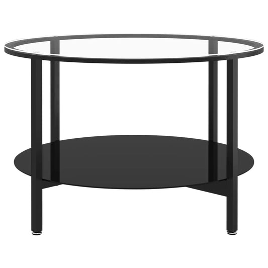 Mesa de centro HKH 70 cm de cristal templado y transparente - Negro