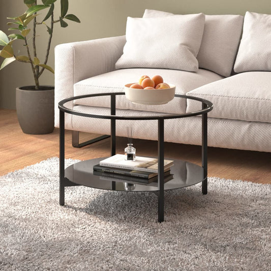 Mesa de centro HKH 70 cm de cristal templado y transparente - Negro