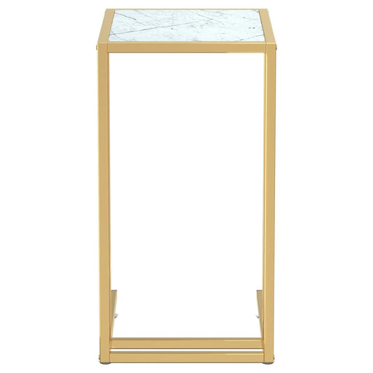 HKH Mesa de Soporte para Ordenador Mármol Vidrio Templado - Blanco