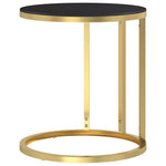 HKH Mesa Auxiliar Dorada y Cristal Templado 45 Cm - Negro