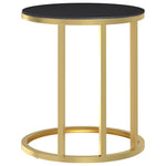 HKH Mesa Auxiliar Dorada y Cristal Templado 45 Cm - Negro