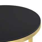HKH Mesa Auxiliar Dorada y Cristal Templado 45 Cm - Negro