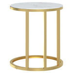HKH Mesa de Apoio 45 Cm Dourada e Vidro Temperado Mármore - Branco