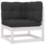 HKH 3 Pcs Conjunto Lounge de Jardim C/ Almofadões Pinho Maciço - Branco