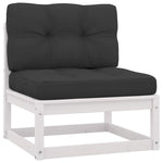 HKH 3 Pcs Conjunto Lounge de Jardim C/ Almofadões Pinho Maciço - Branco