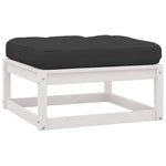HKH 3 Pcs Conjunto Lounge de Jardim C/ Almofadões Pinho Maciço - Branco