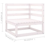 HKH 3 Pcs Conjunto Lounge de Jardim C/ Almofadões Pinho Maciço - Branco