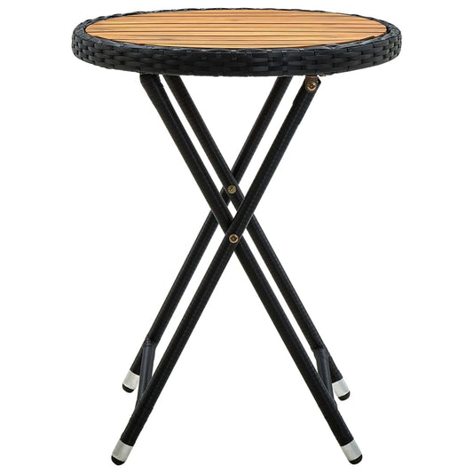 HKH Mesa de Chá 60 Cm Vime Pe e Madeira de Acácia Maciça - Preto