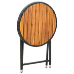 HKH Mesa de Chá 60 Cm Vime Pe e Madeira de Acácia Maciça - Preto