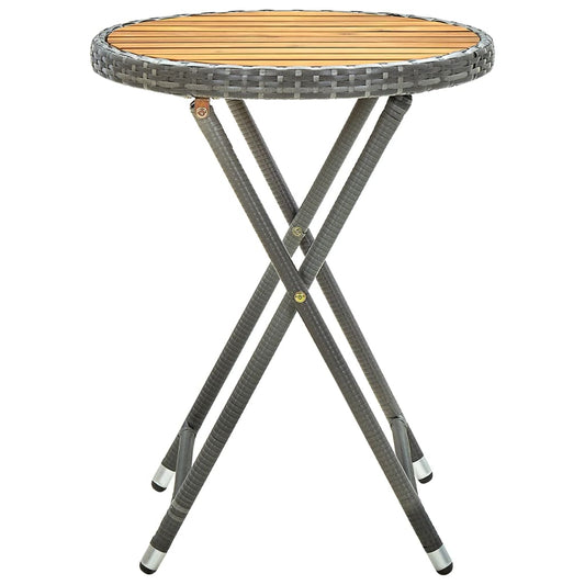 HKH Mesa de Chá 60 Cm Vime Pe e Madeira de Acácia Maciça - Cinzento