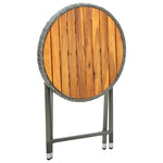 HKH Mesa de Chá 60 Cm Vime Pe e Madeira de Acácia Maciça - Cinzento