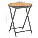 HKH Mesa de Chá 60 Cm Vime Pe e Madeira de Acácia Maciça - Cinzento