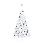 HKH Meia Árvore Natal Artificial Pré-Iluminada com Bolas - Branco