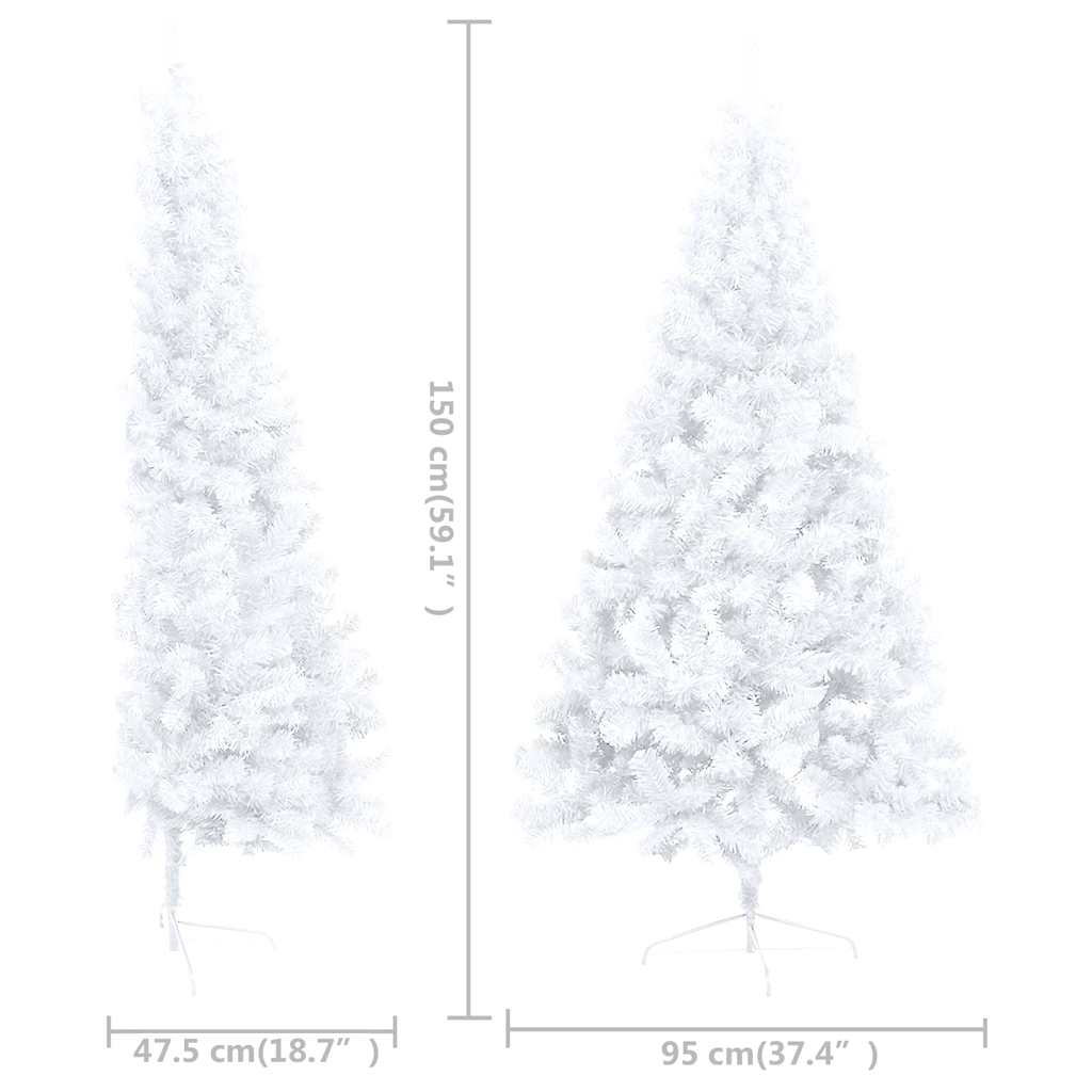 HKH Meia Árvore Natal Artificial Pré-Iluminada com Bolas - Branco