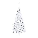 HKH Meia Árvore Natal Artificial Pré-Iluminada com Bolas - Branco