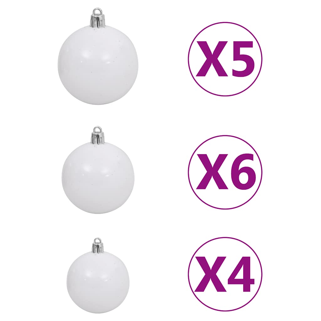 HKH Meia Árvore Natal Artificial Pré-Iluminada com Bolas - Branco