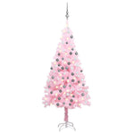 HKH Árvore Natal Artificial Pré-Iluminada com Bolas Rosa em PVC