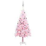 HKH Árvore Natal Artificial Pré-Iluminada com Bolas Rosa em PVC