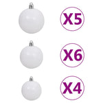 HKH Árvore Natal Artificial Pré-Iluminada com Bolas Preto em PVC
